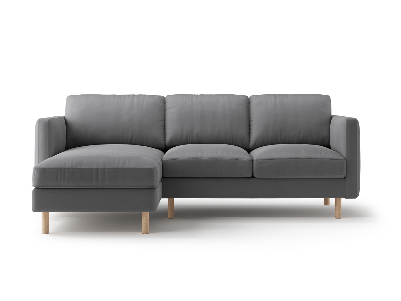 Coltar stanga 3 locuri, Eden, Micadoni Home, 223x150x90 cm, catifea, gri - imagine 6
